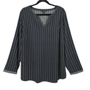 Talbots Women's PolkaDot Long‎ Sleeve Split Neck Popover Chiffon Blouse Size 2X